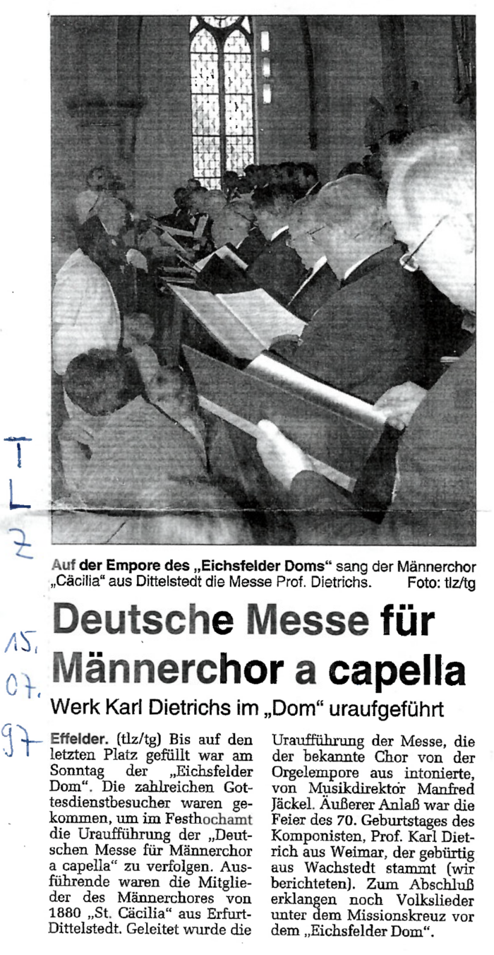 70 Geburtstag Messe und Männerchor